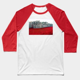 Tower of London Red Poppy Poppies UK Baseball T-Shirt